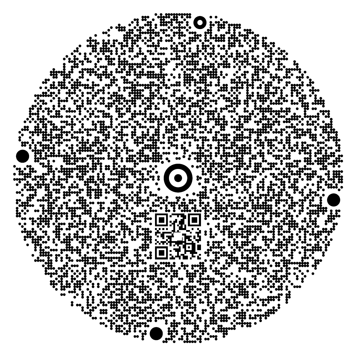 Round WIA Code carrying a Bitcoin payment request