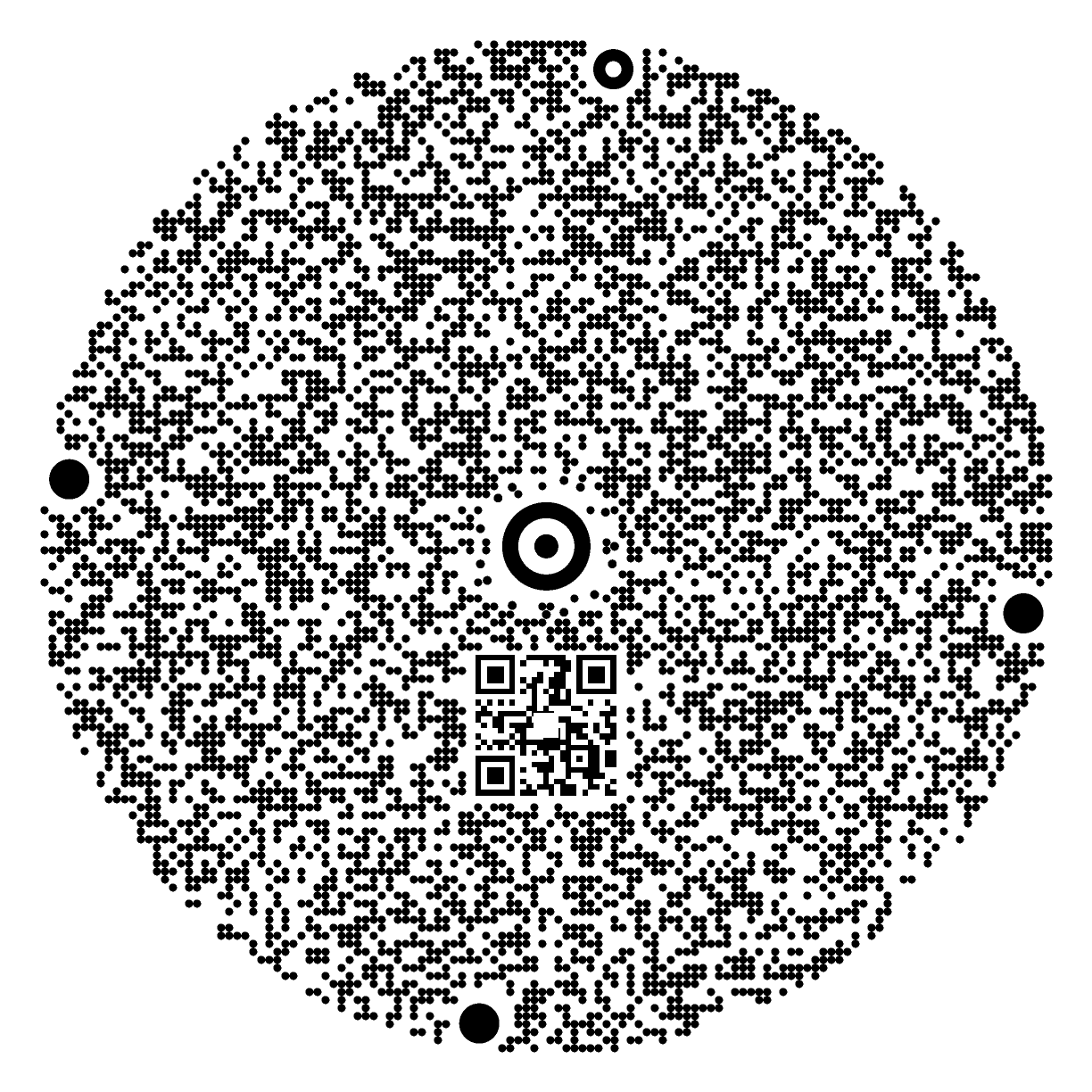 Round WIA Code carrying an SMS with a pre-filled message